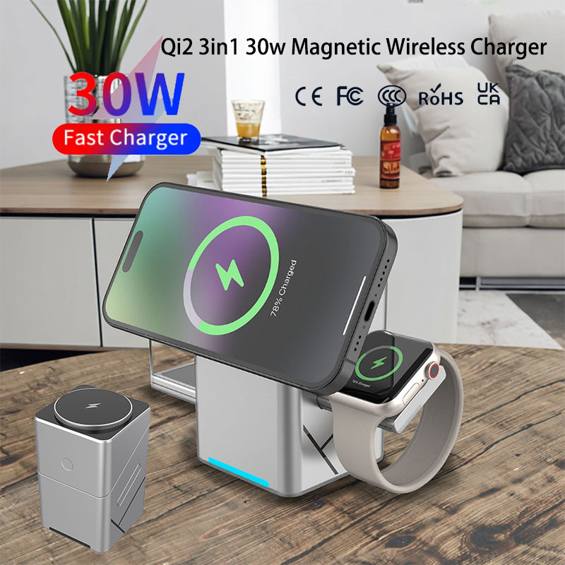 Wireless Charger Watch - Беспроводное зарядное устройство 3-в-1 с сенсорным