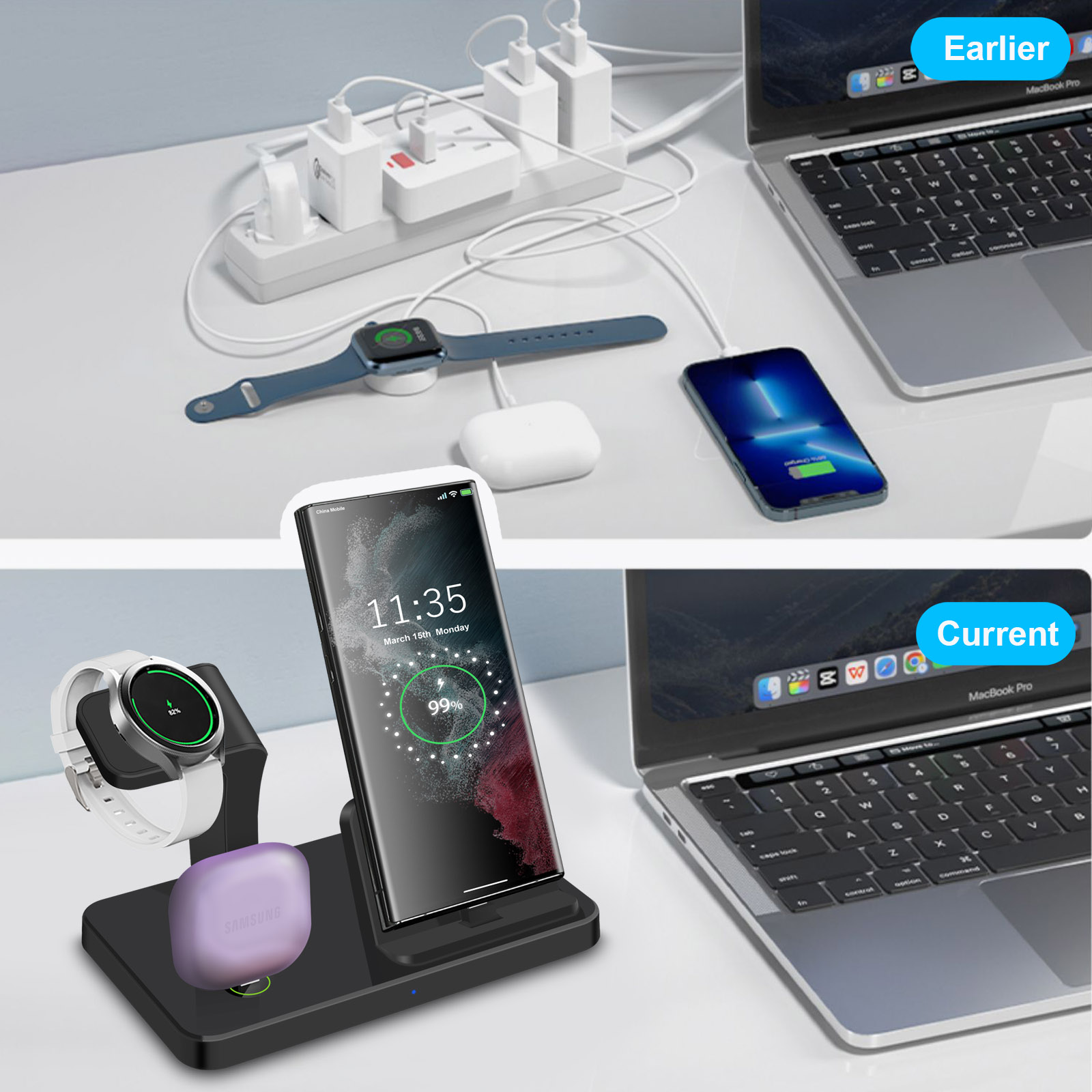 Настольная док-станция 3 в 1 с – обзор и цена Wireless Charger Watch